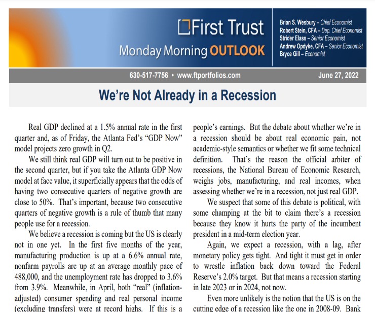 We’re Not Already in a Recession