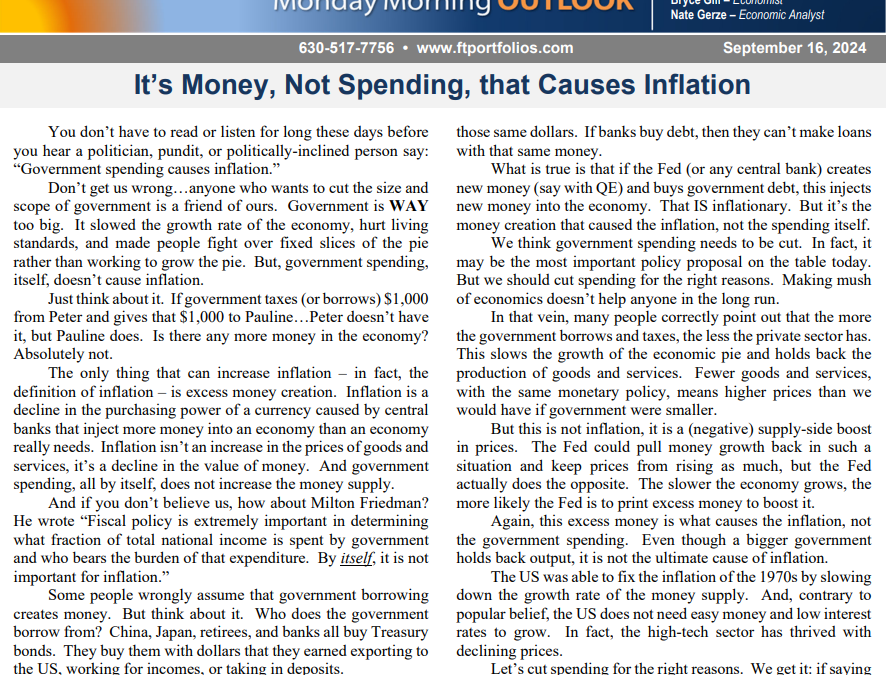 It’s Money, Not Spending, that Causes Inflation